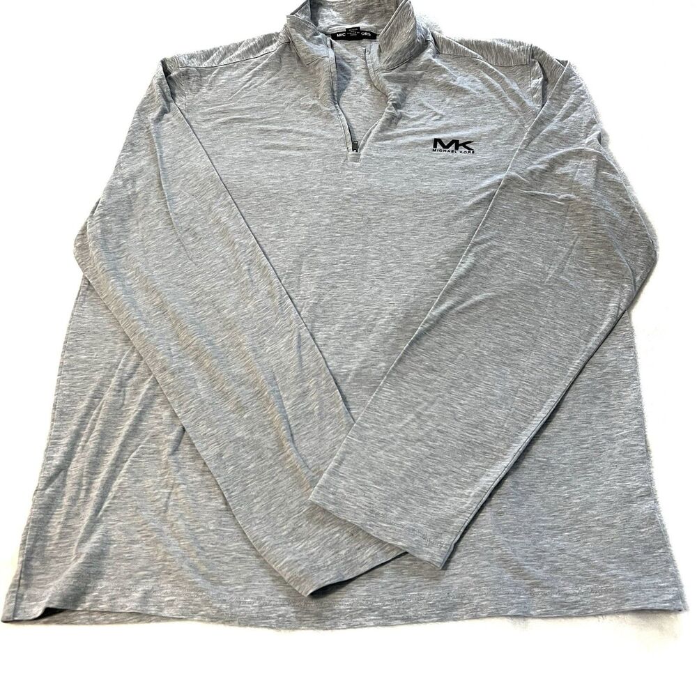 Michael Kors Mens Pullover Top Gray Quarter-Zip Performance Hiking Size XL